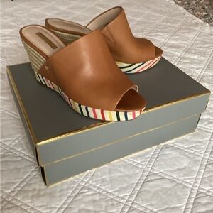 Louise et Cie Ramsaye brown Leather Slide heeled Sandals.  Sz 8